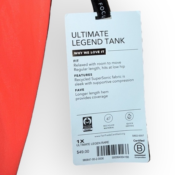 NWT ATHLETA x Allyson Felix Ultimate Legend Tank - Plus 1X Racing Red (Orange) - Picture 8 of 11